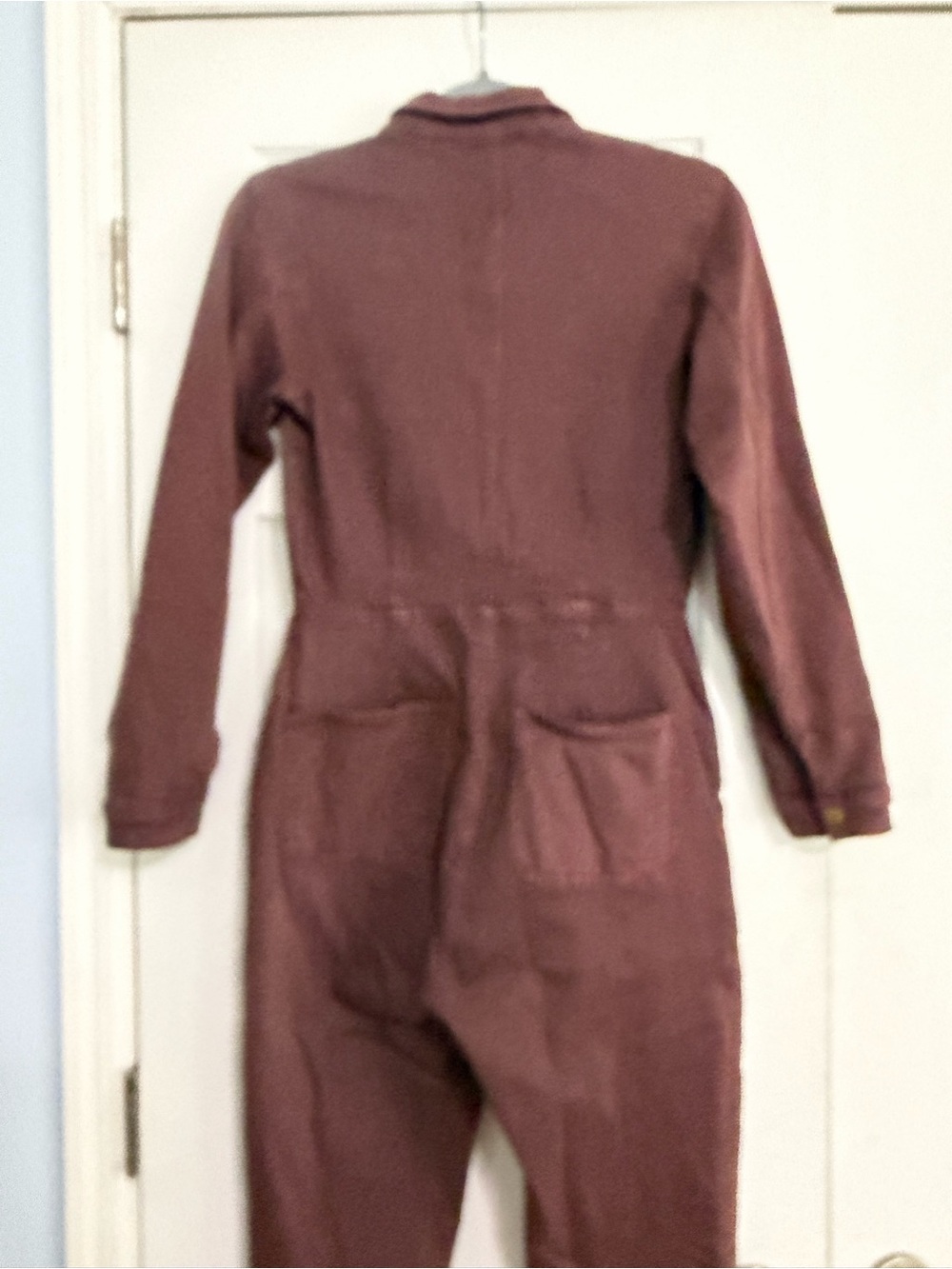 Free People Lennox Jumpsuit Sz  Small Utility Pockets Burgundy Brown Bitter Bark - Picture 15 of 15